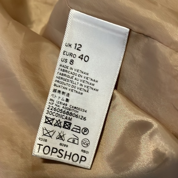 Topshop womens camel winter coat - size 8 tall - Picture 4 of 11